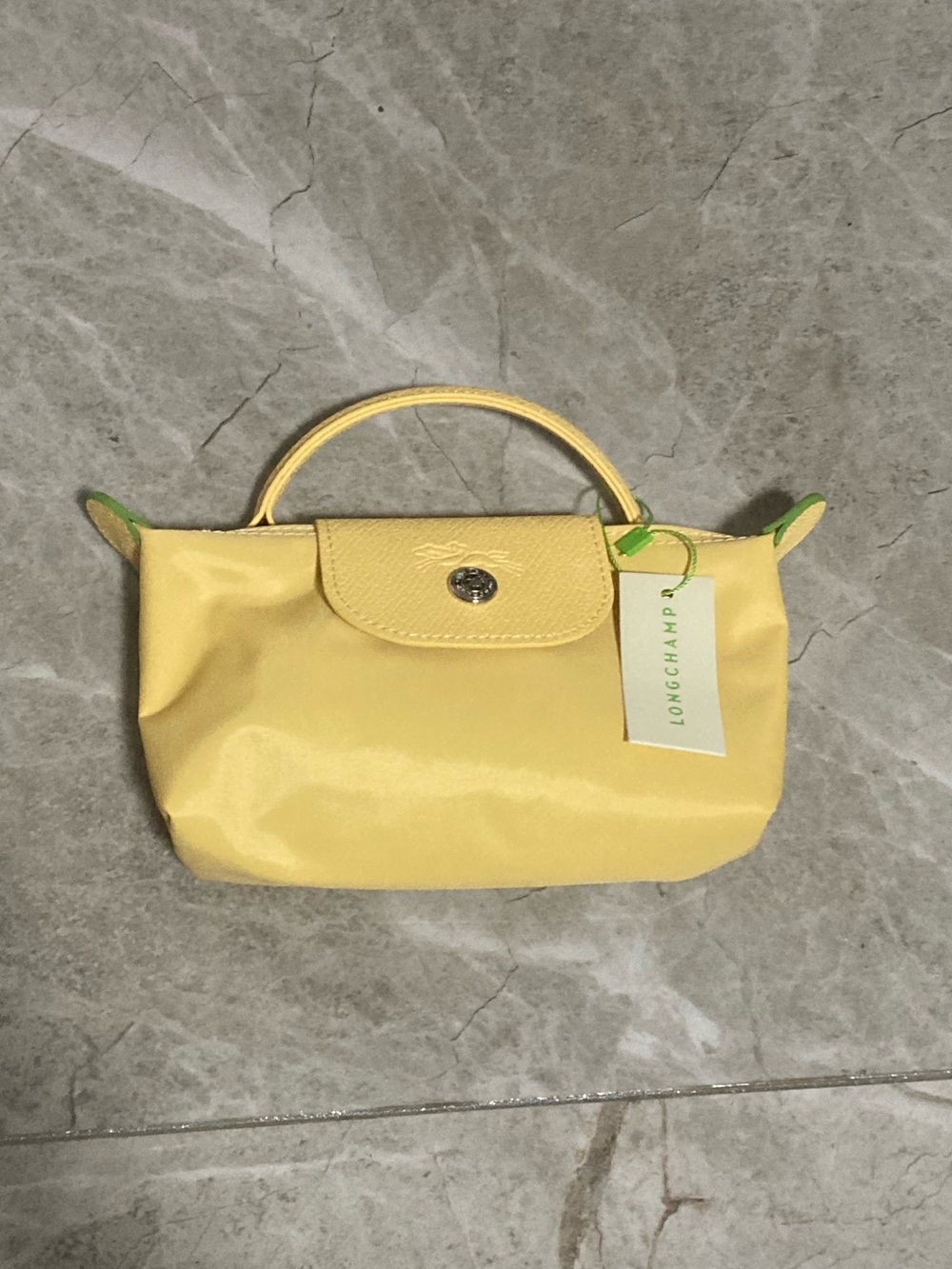Longchamp Yellow Mini Crossbody Bag with Silver Hardware